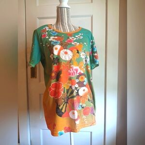 Japanese Floral Graphic T-Shirt - xxl